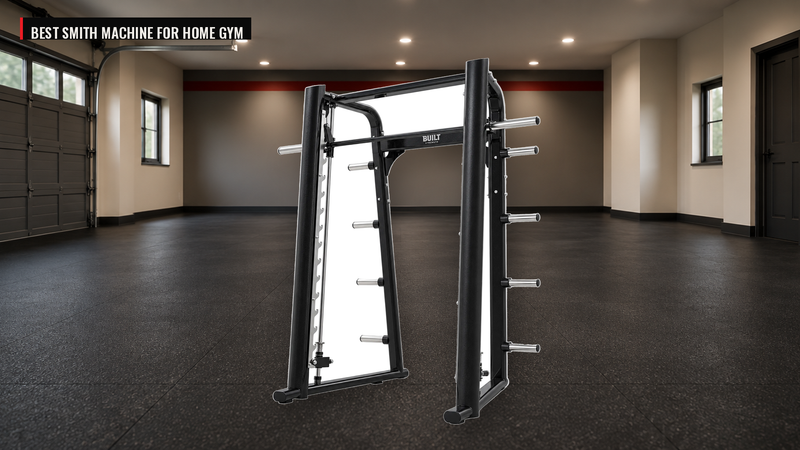 BUILT Strength Foundation Series Smith Machine in a home garage gym setting
