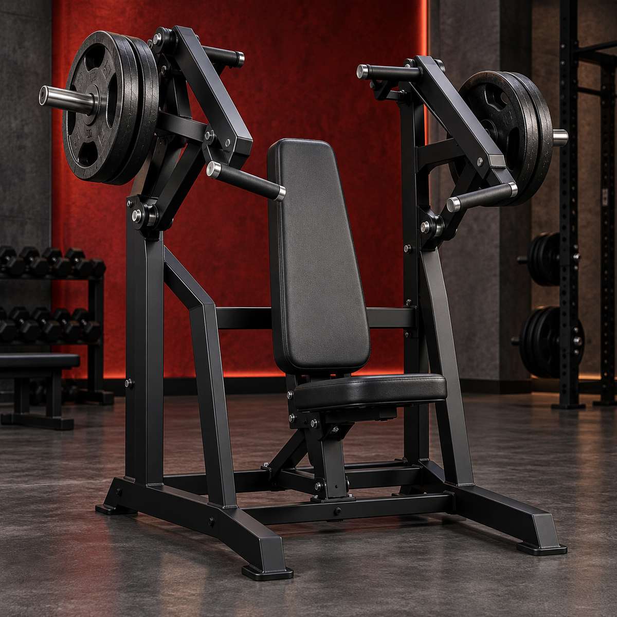 Plate loaded shoulder press machine with Olympic plates