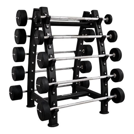 BUILT Strength fixed barbell set and rack