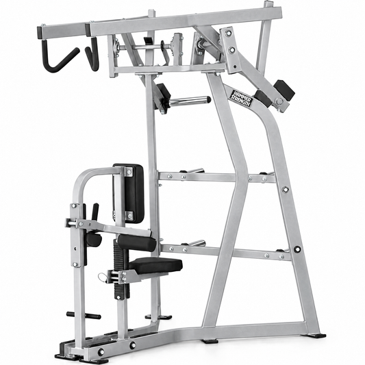 Hammer Strength Plate-Loaded Iso-Lateral High Row (Remanufactured), Silver Frame & Black Upholstery