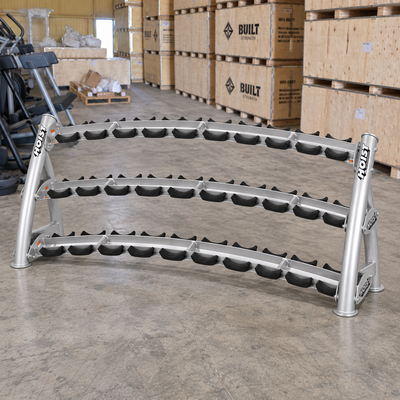 Hoist Fitness 3-Tier Horizontal Dumbbell Rack (Remanufactured) in warehouse