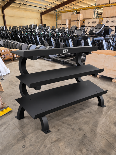 VTX 3-Tier Dumbbell Shelf Rack (Remanufactured) in warehouse