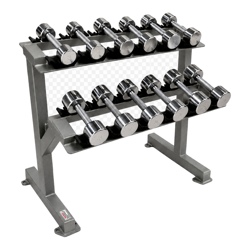 Flex Fitness Systems chrome dumbbell set with rack transparent