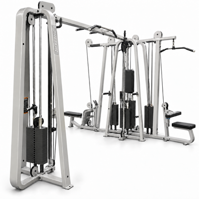 Precor Icarian 5-Stack Multi-Station Gym, gray frame and black upholstery