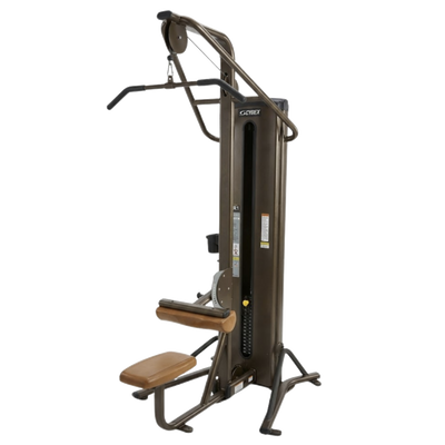 Cybex VR1 Lat Pull brown frame tan upholstery transparent
